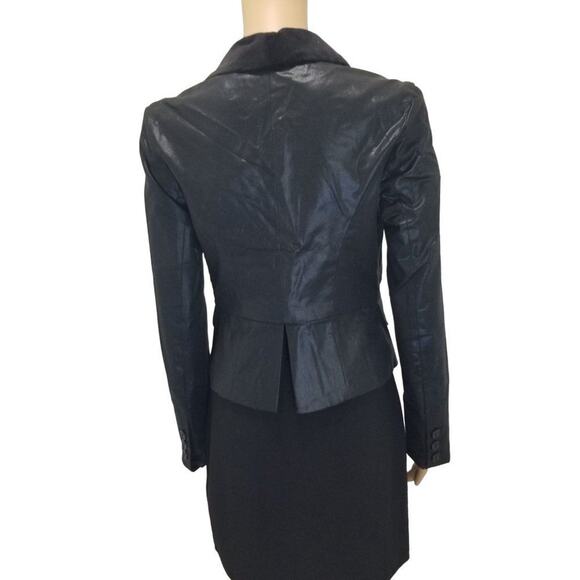 Guess Black Velvet Lapel Fitted Single Breast Tuxedo Jacket Back Split Size Sm - Picture 6 of 7